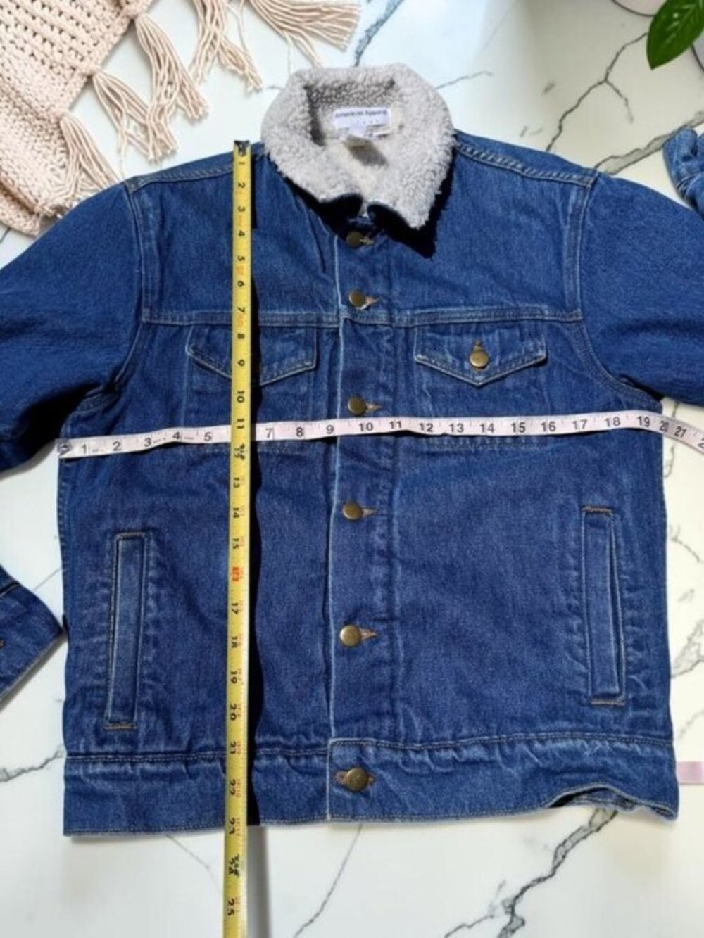 American Apparel Women's XS/S Oversized Sherpa Lined Jean Jacket Men's XS - Picture 5 of 10